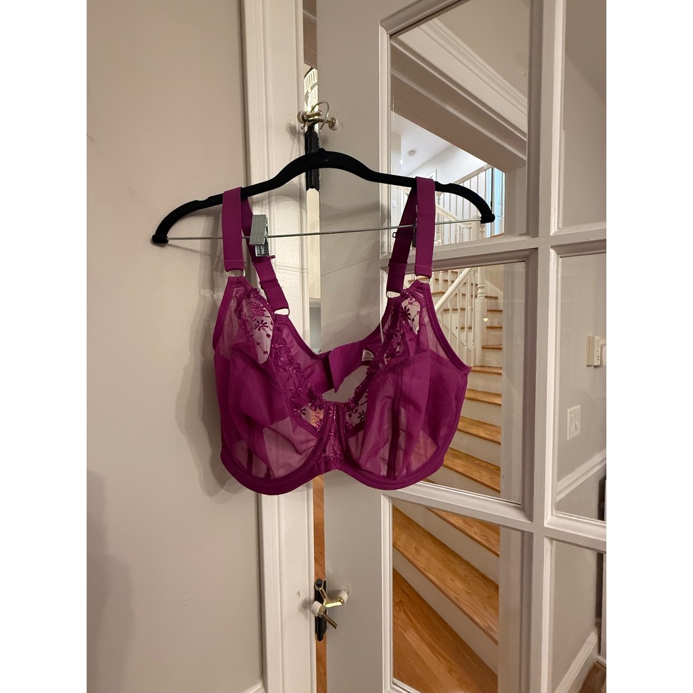 Elomi Matilda Underwire Plunge Bra 36I Hollyhock Magenta Pink NEW
